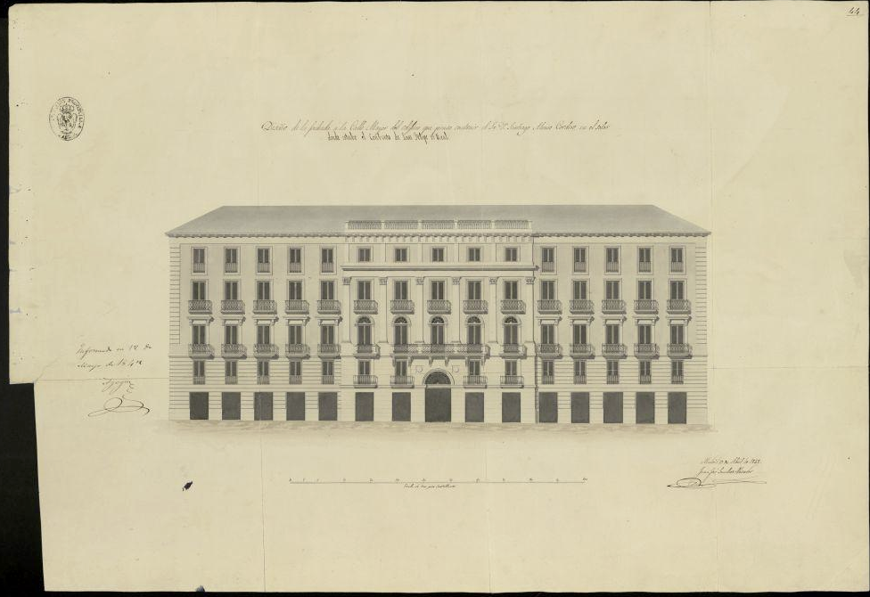 Diseño de las Casas del Cordero. Juan José Sánchez Pescador. 1841.